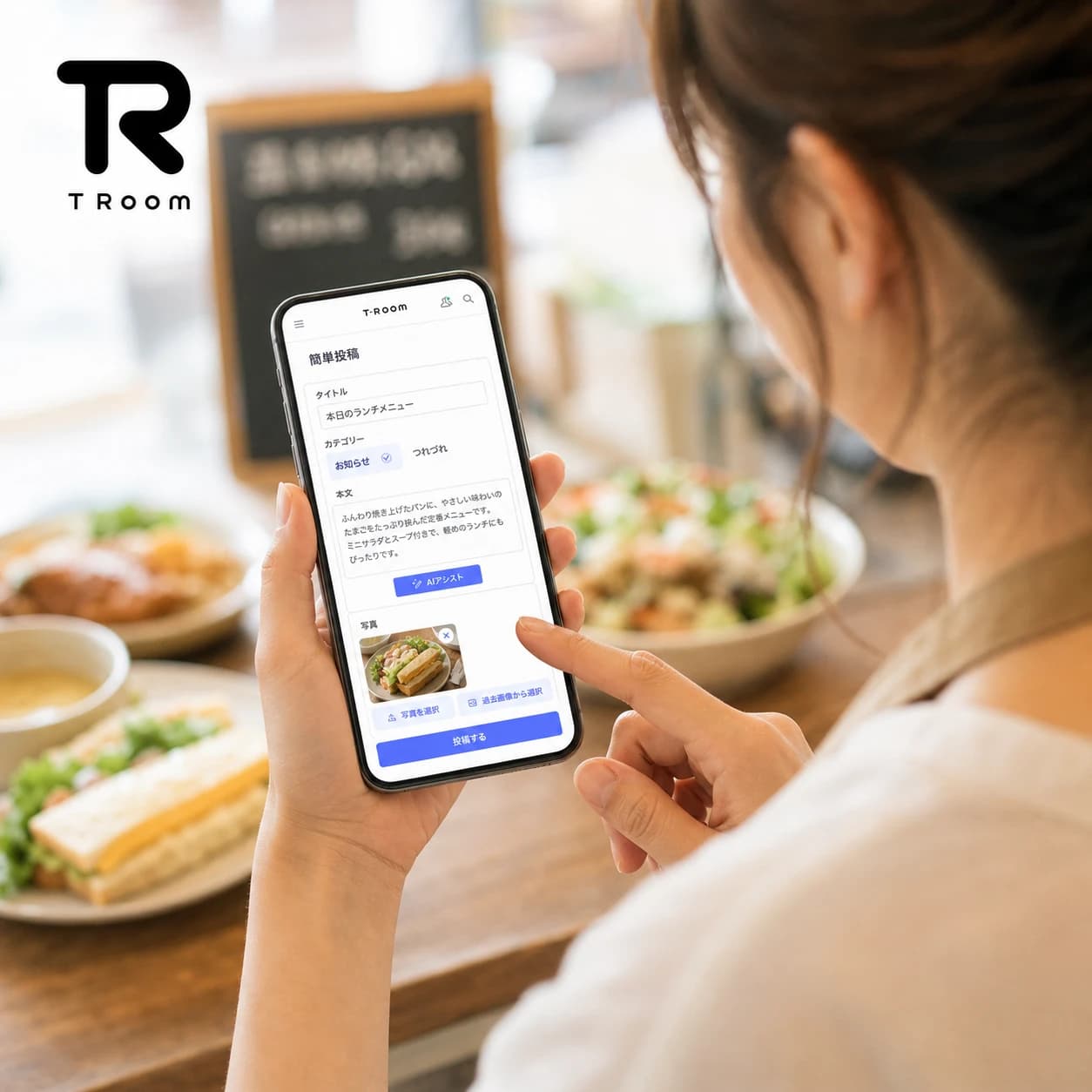 Small business owner using T-ROOM AI interface